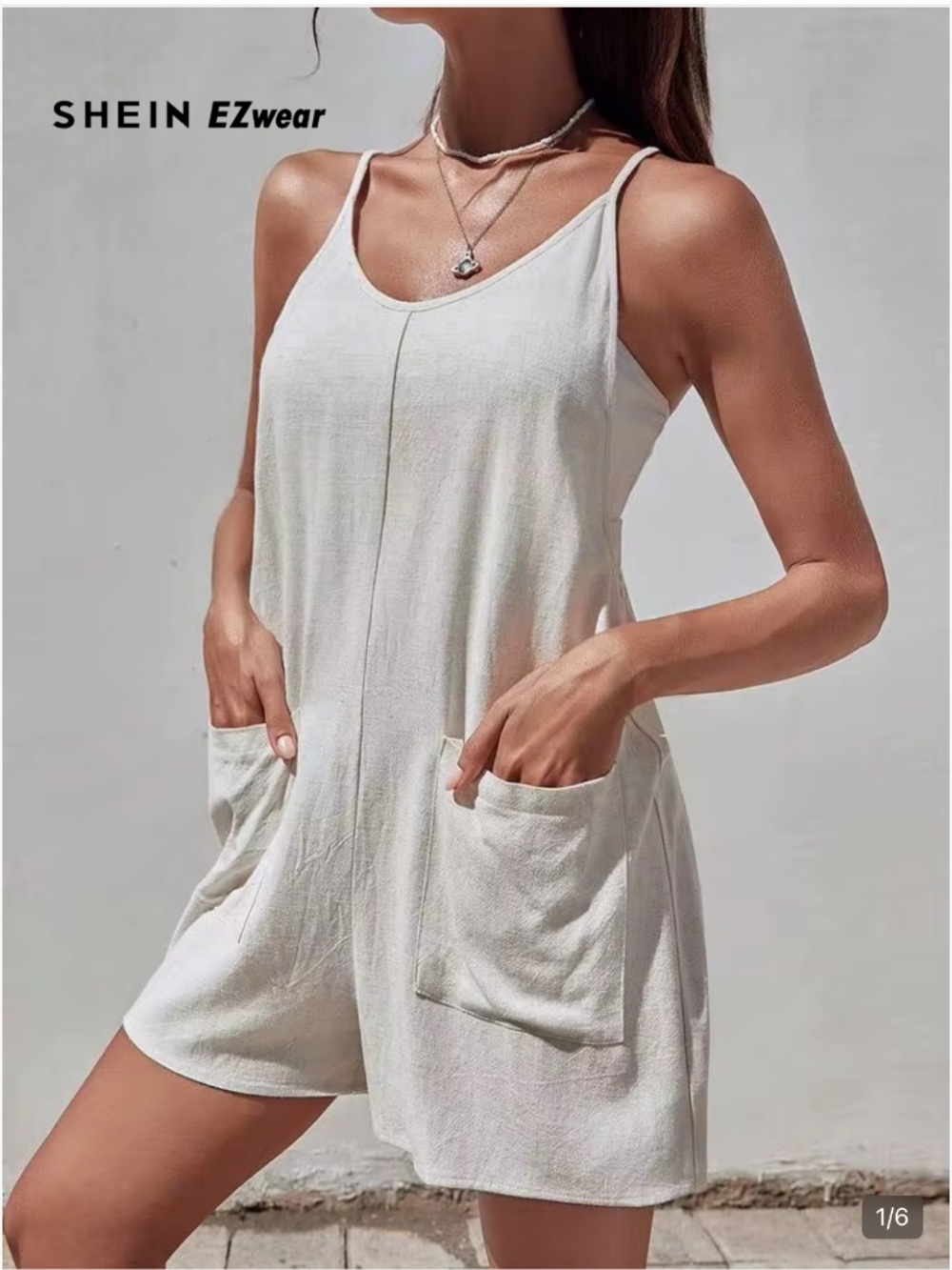 SHEIN Women’s EZWear Double Pocket Solid Loose Fit Casual Romper